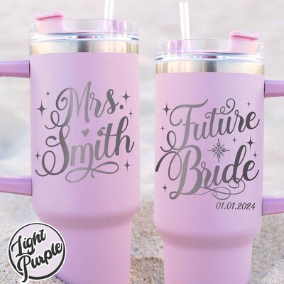 Engagement Cup Future Mrs, Personalized Future Mrs Mug, Engaged Af Tumble, Engaged Tumbler, Engaged 40oz Tumbler, Engagement Gift For Bride - image6
